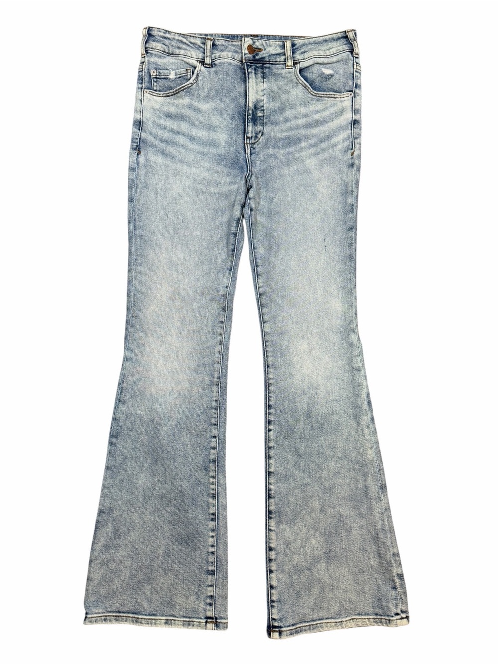 Pilcro Anthropologie High Rise Wide Leg Jeans Light Wash Stretch Flare Size 30